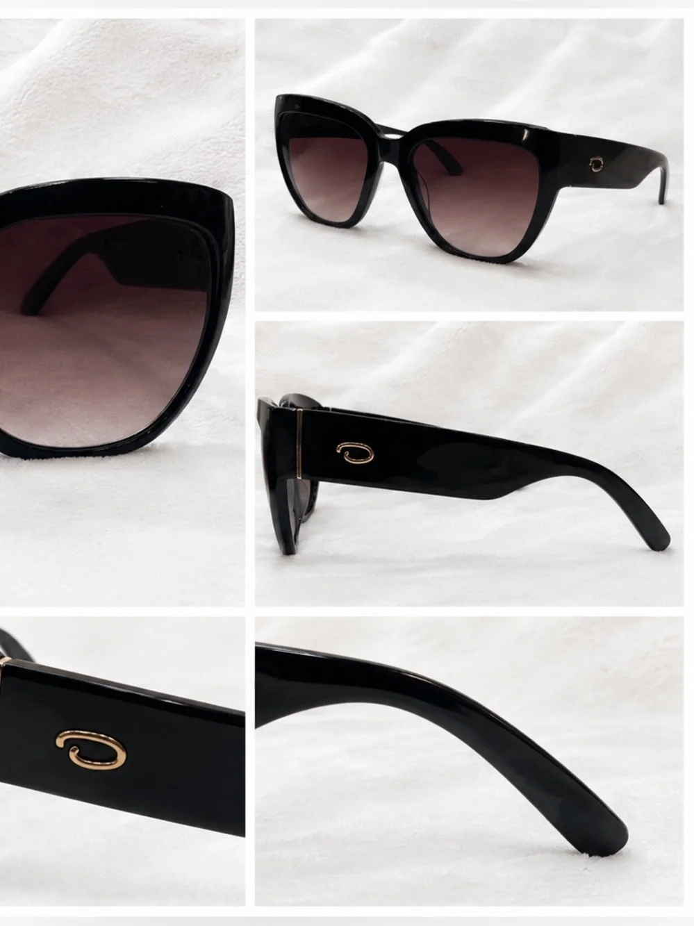 Classic Black Cat-Eye Sunglasses with Gradient Lenses
